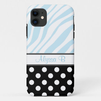Black Polka Dot Blue Zebra Print iPhone 5 Fall iPhone 11 Hülle