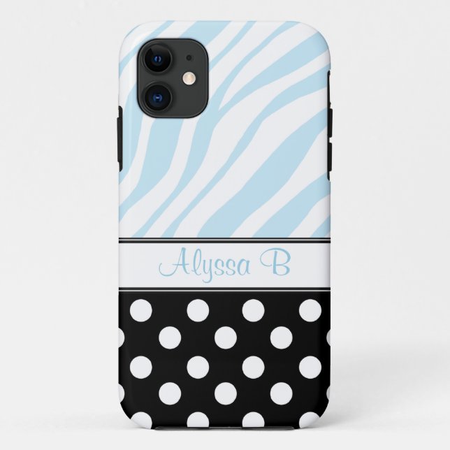Black Polka Dot Blue Zebra Print iPhone 5 Fall Case-Mate iPhone Hülle (Rückseite)