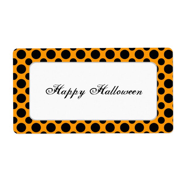 Black Polka Dot Custom Halloween Label (Vorne)