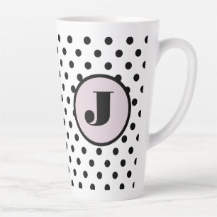 Black Polka Dot Custom Monogram Milchtasse
