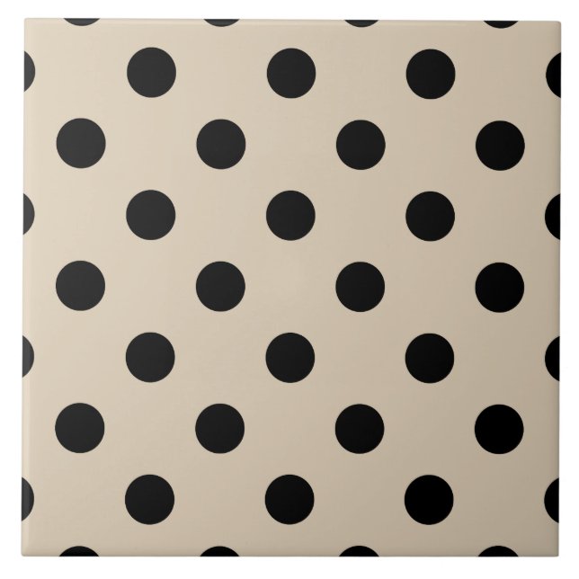 Black Polka Dot Pattern - Tan Fliese (Vorderseite)
