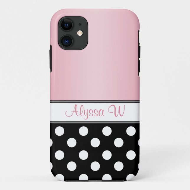 Black Polka Dot Pink iPhone 5 Fall Case-Mate iPhone Hülle (Rückseite)