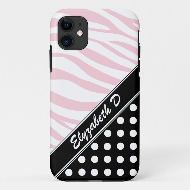Black Polka Dot Pink Zebra Print iPhone 5 Fall Case-Mate iPhone Hülle (Rückseite)