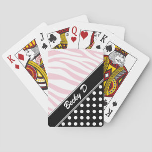 Black Polka Dot Pink Zebra Print Players Cards Spielkarten