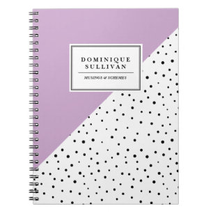 Black Polka Dots Blush Lilac Abtract Muster Notizblock