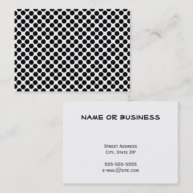 Black Polka Dots Business Card Visitenkarte (Vorne/Hinten)