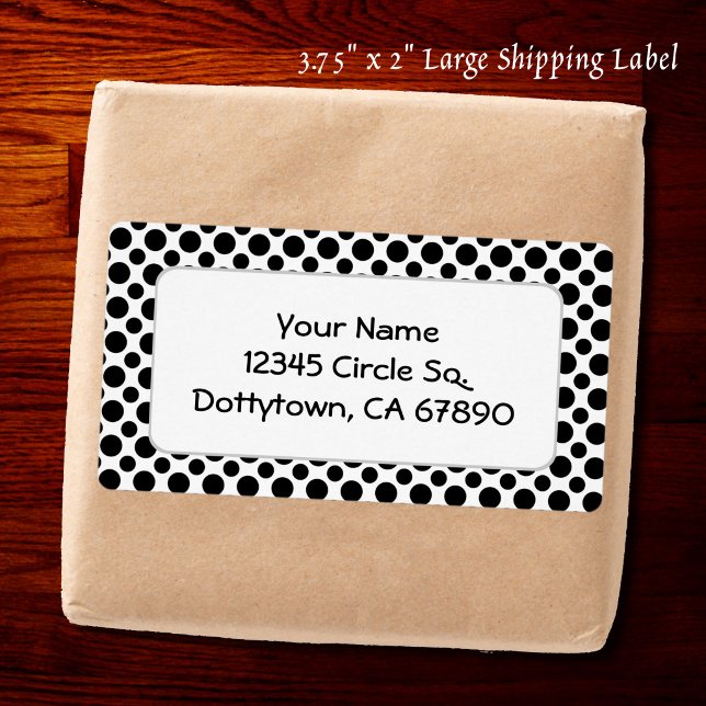 Black Polka Dots Custom Address Large Label (black and white editable large shipping label)