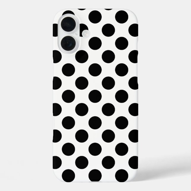 Black Polka Dots iPhone 16 Plus Hülle (Rückseite)