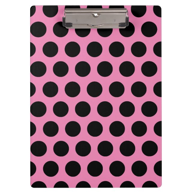 Black Polka Dots Klemmbrett (Vorderseite)