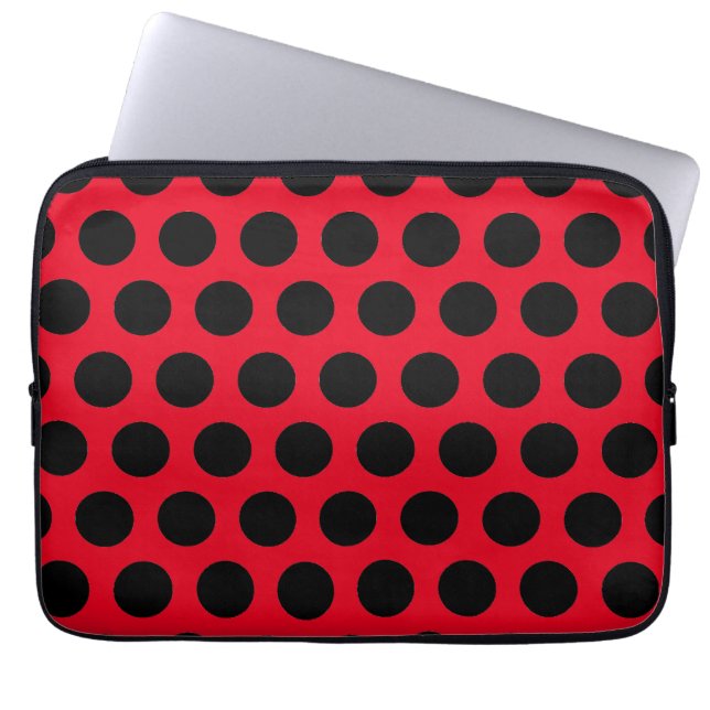 Black Polka Dots Laptopschutzhülle (Vorderseite)