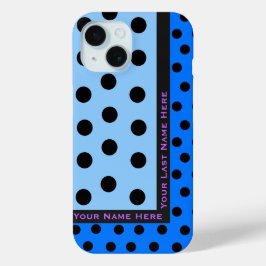 Black Polka Dots on Blues - Personalisiert Case-Mate iPhone Hülle