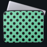 Black polka dots on mint green laptopschutzhülle<br><div class="desc">Black polka dots on mint green</div>