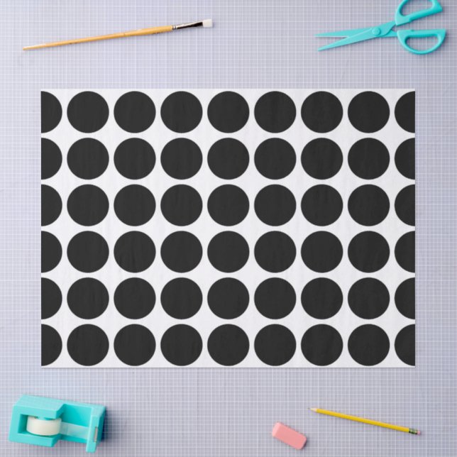 Black Polka Dots on White Tissue Paper Seidenpapier (Basteln)