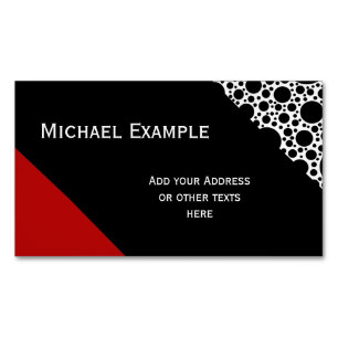 Black Polka Dots Pattern + Ihr Rücken & Ihre Ideen Magnetische Visitenkarte