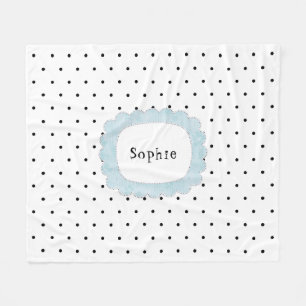 Black Polka Dots White Girly Personalisiert Fleecedecke
