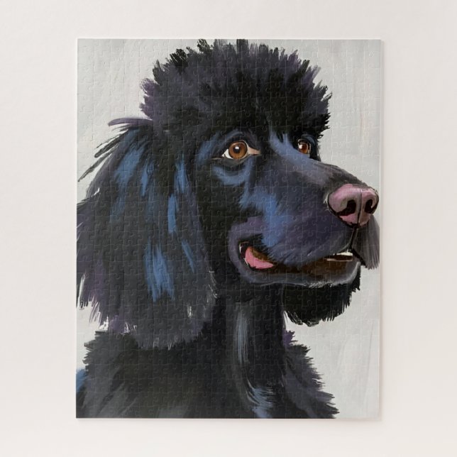 Black Poodle | Dog Watercolor Pet Art (Vertikal)