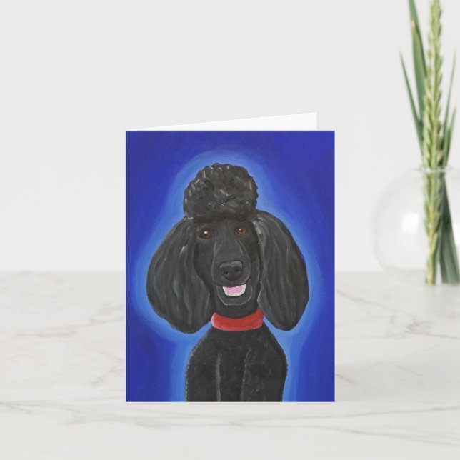 Black Poodle Faltkarte Karte (Vorderseite)