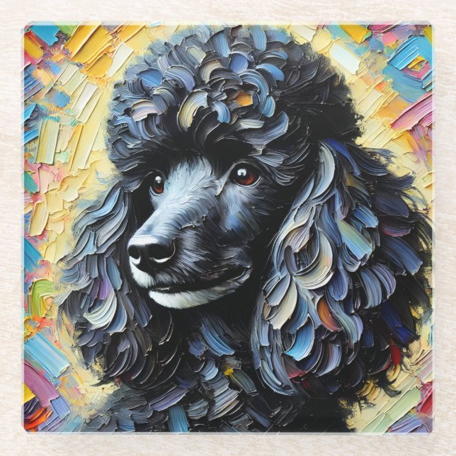 Black Poodle Glasuntersetzer (Vorderseite)