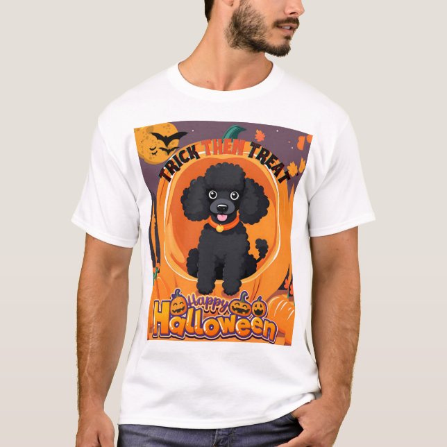 Black Poodle Halloween TShirt (Vorderseite)