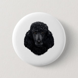 Black Poodle Hundegesicht Button