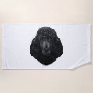 Black Poodle Hundegesicht Strandtuch