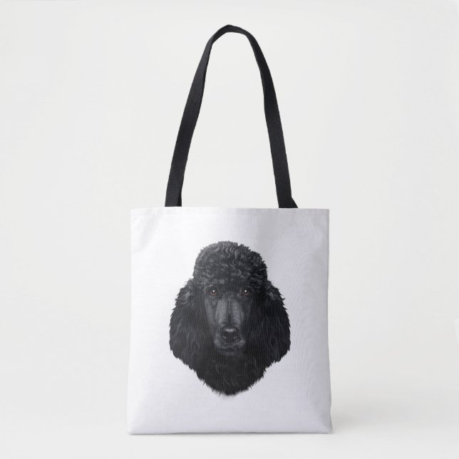 Black Poodle Hundegesicht Tasche (Vorderseite)