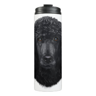 Black Poodle Hundegesicht Thermosbecher