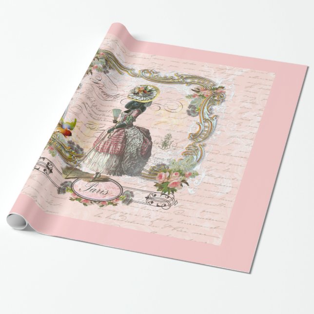 Black Poodle in Marie Antoinette Kostüm Geschenkpapier (Ungerollt)