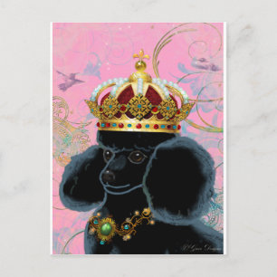 Black Poodle King with Crown Postkarte