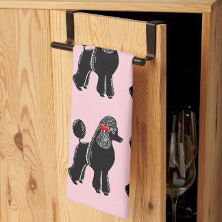 Black Poodle mit Red Bow Print Kitchtuch Geschirrtuch