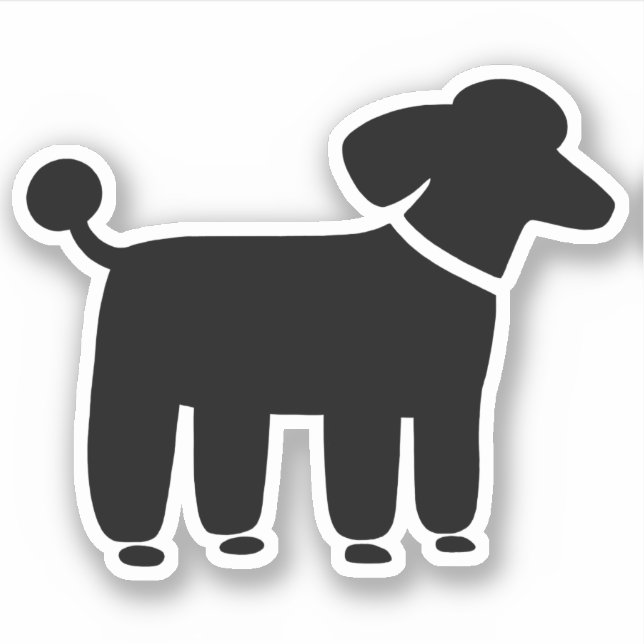 Black Poodle Pet Hund Design Vinyl Sticker (Vorderseite)