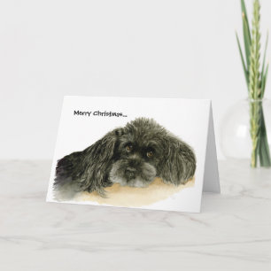 Black Poodle Weihnachtskarte Feiertagskarte