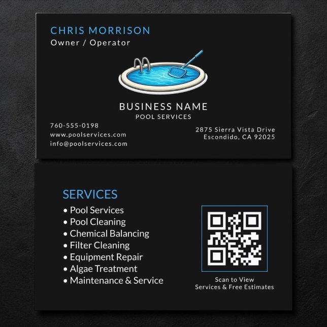 Black Pool Services QR-Code Visitenkarte (Von Creator hochgeladen)