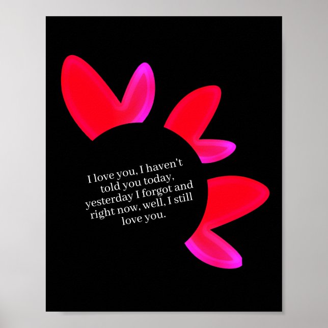 Black poster with red and pink hearts. (Vorne)