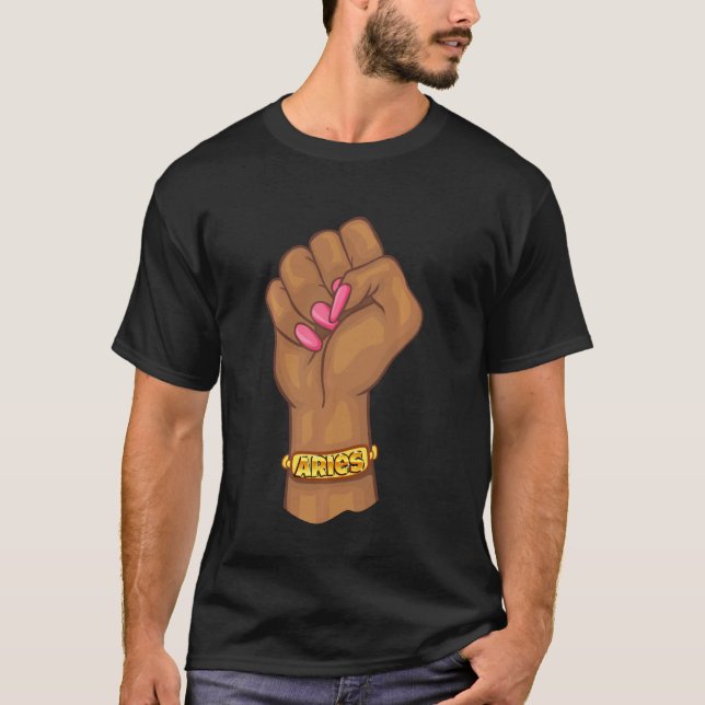 Black Power Feminist Aries Zodiac Sign T-Shirt (Vorderseite)