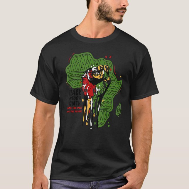 Black Power Fist African Pride Flag Afrika Karte B T-Shirt (Vorderseite)