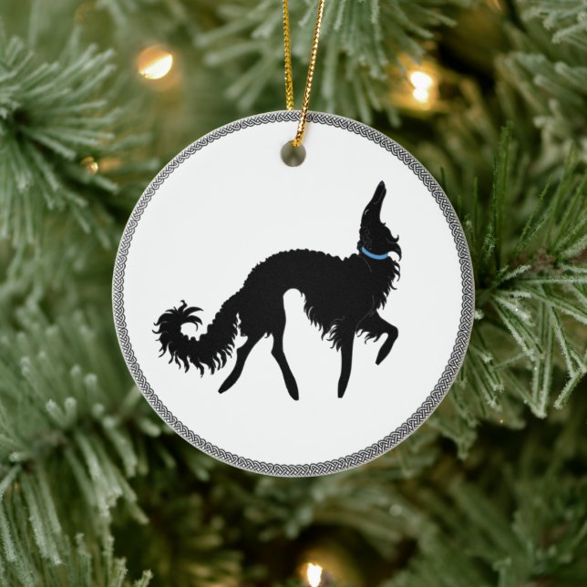 Black Prancing Borzoi Noël Ornement (Arbre)