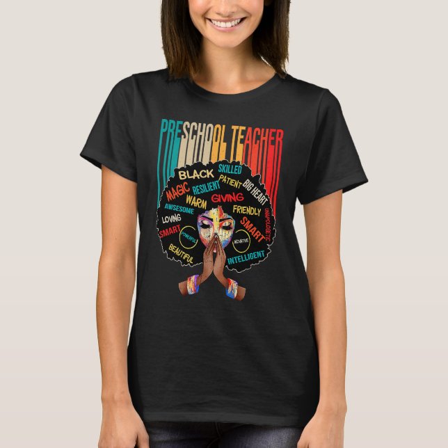 Black Preschool Teacher Afro Melanin African Ameri T-Shirt (Vorderseite)