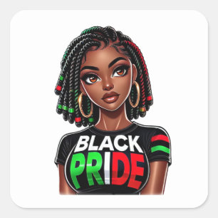 Black Pride Lady Quadratischer Aufkleber