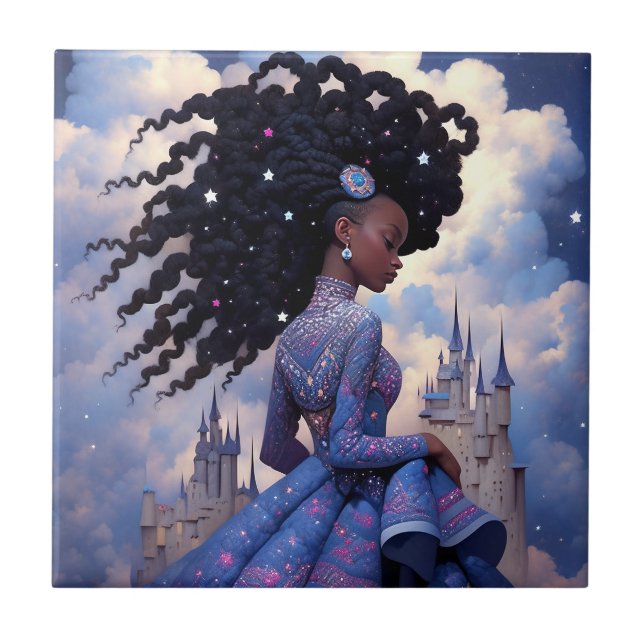 Black Princess Fantasy Art Fliese (Vorderseite)
