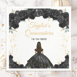 Black Princess Floral Quinceañera Serviette