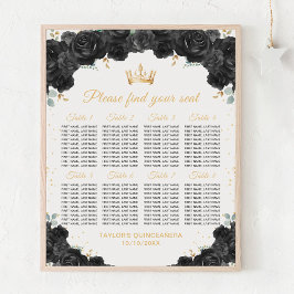 Black Princess Quinceañera 8 Tische Sitzplan Poster