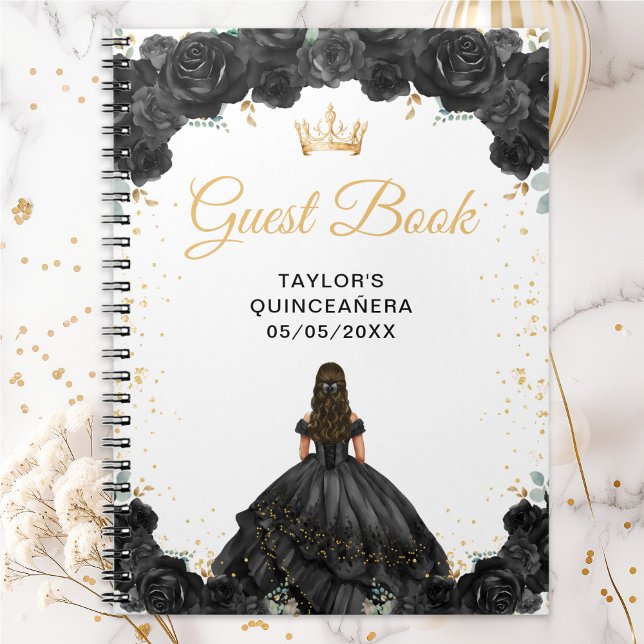 Black Princess Quinceañera Gästebuch Notizblock (Von Creator hochgeladen)