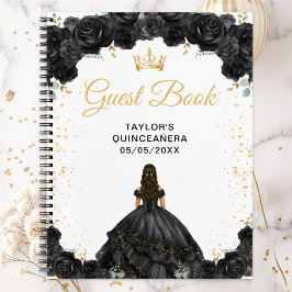 Black Princess Quinceañera Gästebuch Notizbuch