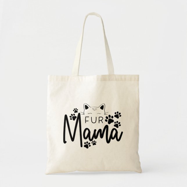 Black Print Fur Mama Paw Art mignon Sac fourre-tou (Devant)