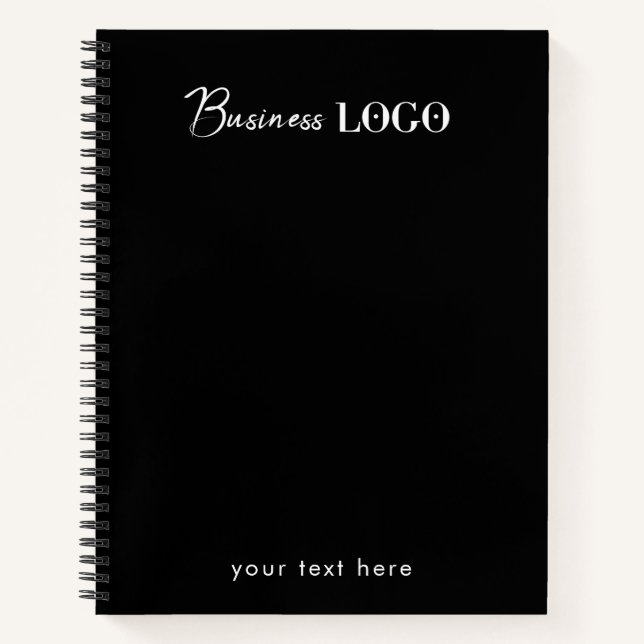 Black Professional Company Business Logo & Text  Notizbuch (Vorderseite)