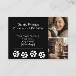 Black Professional Pet Sitter & Dog Walker  Visitenkarte