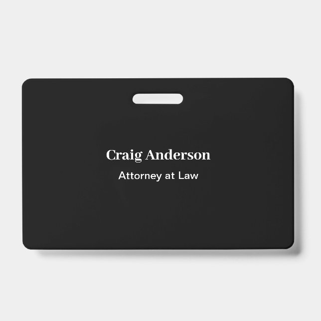 Black Professional Plain Modern Elegant Ausweis (Vorderseite)