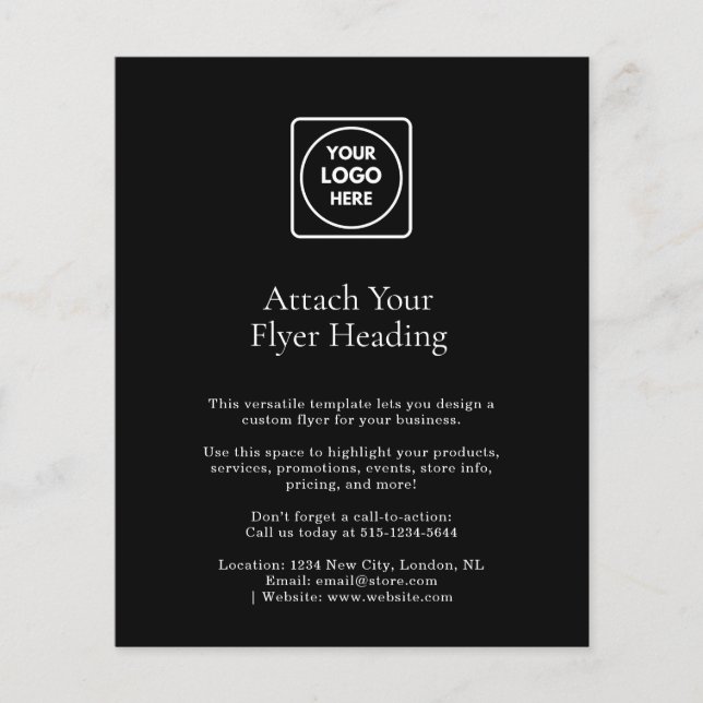 Black Promotion Flyer | Kundenspezifisches Minimal (Vorne)