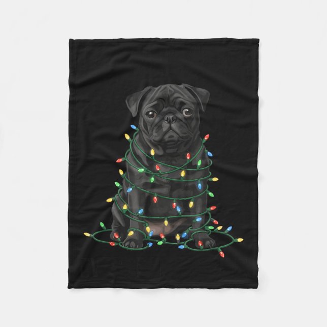 Black Pug Christmas I'm Fine Everything Is Fine  Fleecedecke (Vorderseite)